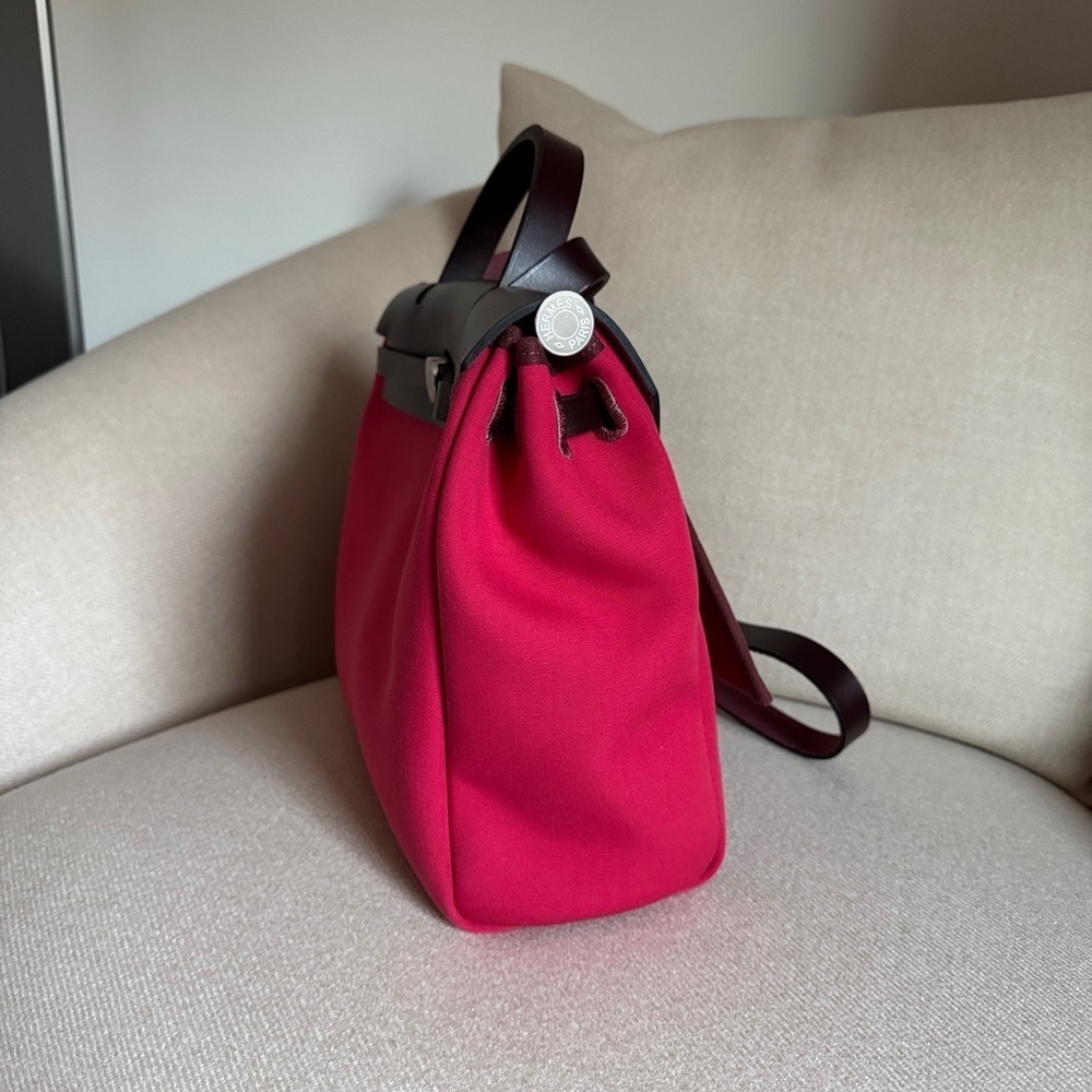 Hermes Herbag Zip 31 Bag Rose Shocking Berline Canvas - Picture 3 of 12